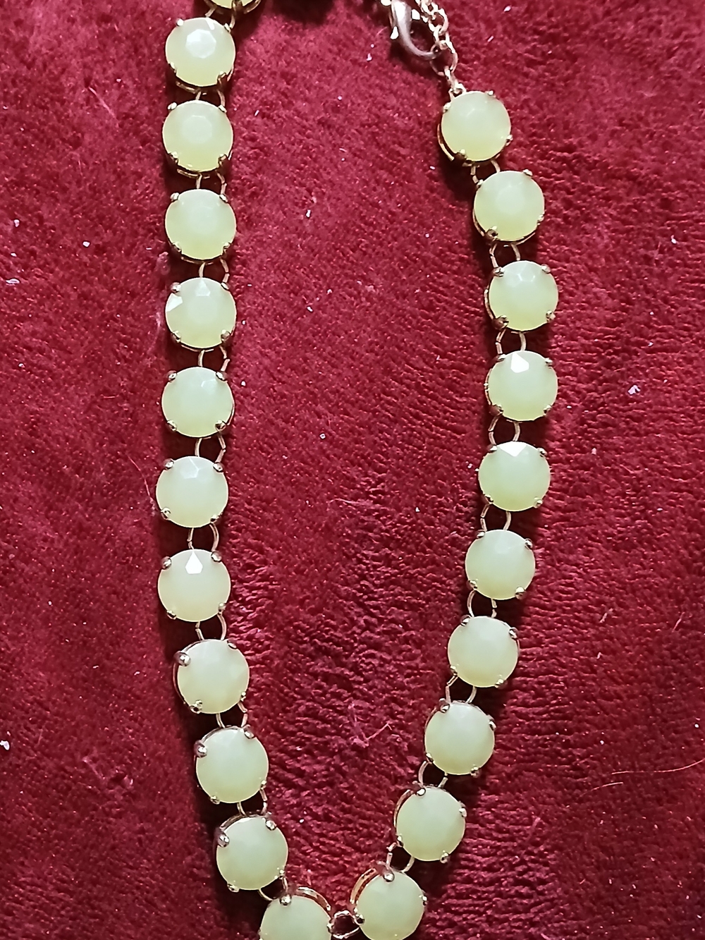 J. Crew Pale Lime Green Bezel-Set Station Necklace